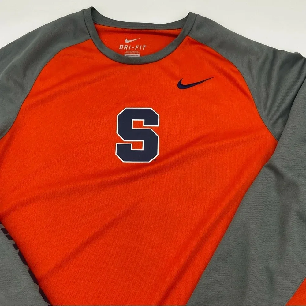 Nike Elite Men’s Syracuse Dri Fit Long Sleeve Shirt Orange & Gray Size XL